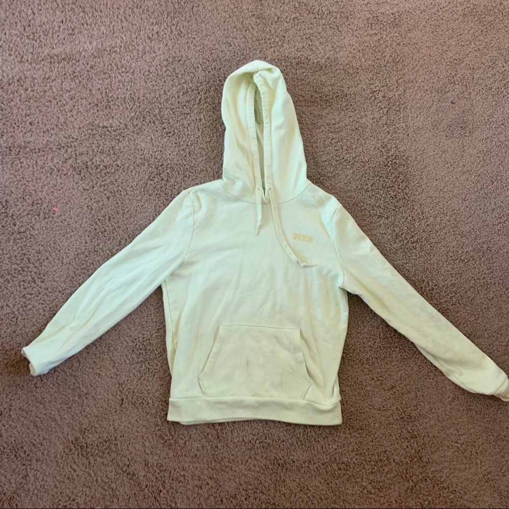 Pink Victoria Secret Neon Green Hoodie